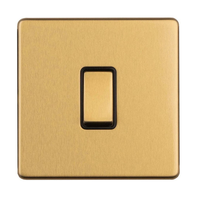 EuroLite Electrical Satin Brass / 1 Gang 10Amp 2 way switch / (With Black Trim) Eurolite Concealed 3mm 1 Gang 10Amp 2 way switch - Satin Brass