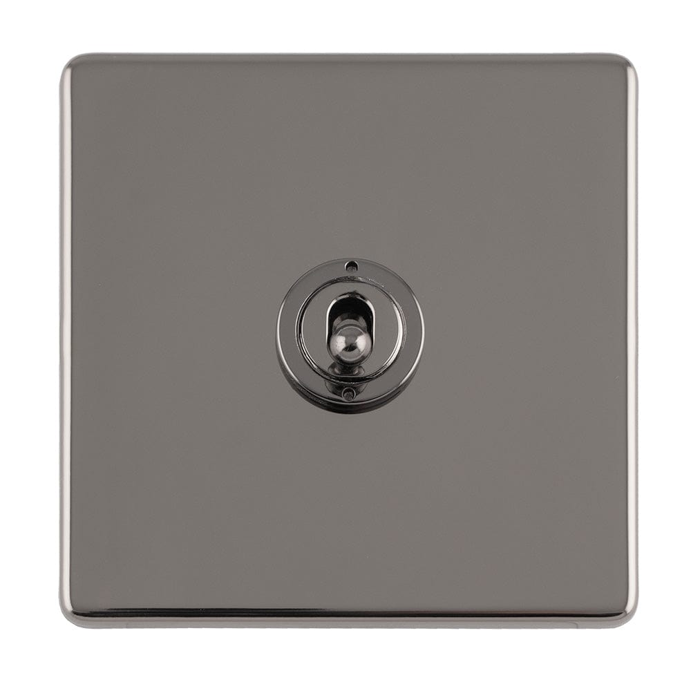 EuroLite Electrical Black Nickel / 1 GANG 10AMP 2WAY TOGGLE SWITCH BLACK NICKEL PLATE / (With Black Trim) Eurolite Concealed 3mm 1 Gang 10Amp 2Way Toggle Switch Black Nickel Plate - Black Nickel (With Black Trim)