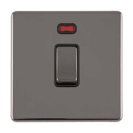 EuroLite Electrical Black Nickel / 1 GANG 20AMP DP SWITCH FLAT CONCEALED BLACK NICKEL PLATE MATCHING ROCKERS / (With Black Trim) Eurolite Concealed 3mm 1 Gang 20Amp Dp Switch - Black Nickel (With Black Trim)