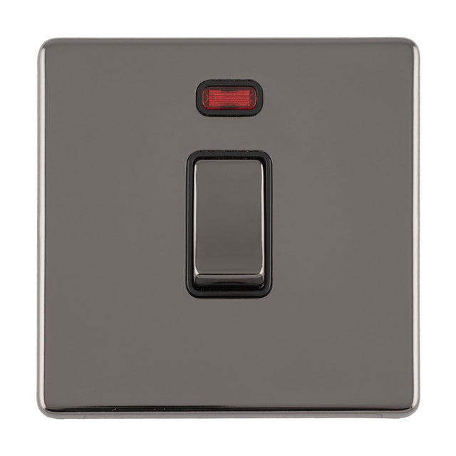 EuroLite Electrical Black Nickel / 1 GANG 20AMP DP SWITCH FLAT CONCEALED BLACK NICKEL PLATE MATCHING ROCKERS / (With Black Trim) Eurolite Concealed 3mm 1 Gang 20Amp Dp Switch - Black Nickel (With Black Trim)