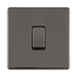 EuroLite Electrical Black Nickel / 1 GANG 20AMP DP SWITCH & NEON FLAT CONCEALED BLACK NICKEL PLATE MATCHING ROCKER / (With Black Trim) Eurolite Concealed 3mm 1 Gang 20Amp Dp Switch & Neon - Black Nickel (With Black Trim)