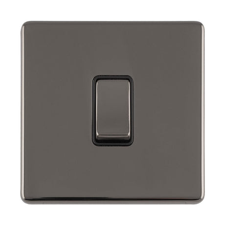 EuroLite Electrical Black Nickel / 1 GANG 20AMP DP SWITCH & NEON FLAT CONCEALED BLACK NICKEL PLATE MATCHING ROCKER / (With Black Trim) Eurolite Concealed 3mm 1 Gang 20Amp Dp Switch & Neon - Black Nickel (With Black Trim)