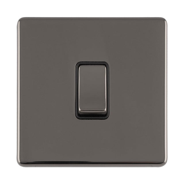 EuroLite Electrical Black Nickel / 1 GANG 20AMP DP SWITCH & NEON FLAT CONCEALED BLACK NICKEL PLATE MATCHING ROCKER / (With Black Trim) Eurolite Concealed 3mm 1 Gang 20Amp Dp Switch & Neon - Black Nickel (With Black Trim)