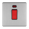 EuroLite Electrical Stainless Steel / 1 GANG 45AMP DP SWITCH WITH NEON FLAT CONCEALED SATIN STAINLESS PLATE MATCHING ROCKER / (With matching Trim) Eurolite Concealed 3mm 1 Gang 45Amp Dp Switch With Neon - Stainless Steel (With matching Trim)
