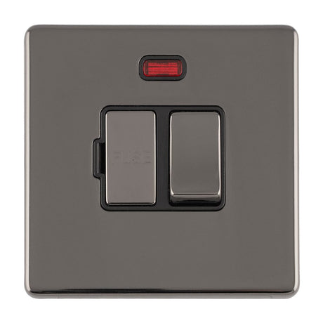 EuroLite Electrical Black Nickel / 13AMP SWITCHED FUSE SPUR FLAT CONCEALED BLACK NICKEL PLATE MATCHING ROCKER / (With Black Trim) Eurolite Concealed 3mm 13Amp Switched Fuse Spur - Black Nickel (With Black Trim)