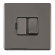EuroLite Electrical Black Nickel / 13AMP SWITCHED FUSE SPUR WITH FLEX OUTLET FLAT CONCEALED BLACK NICKEL PLATE MATCHING ROCKER / (With Black Trim) Eurolite Concealed 3mm 13Amp Switched Fuse Spur With Flex Outlet - Black Nickel (With Black Trim)