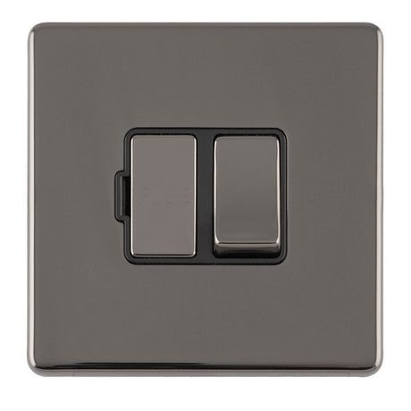 EuroLite Electrical Black Nickel / 13AMP SWITCHED FUSE SPUR WITH FLEX OUTLET FLAT CONCEALED BLACK NICKEL PLATE MATCHING ROCKER / (With Black Trim) Eurolite Concealed 3mm 13Amp Switched Fuse Spur With Flex Outlet - Black Nickel (With Black Trim)