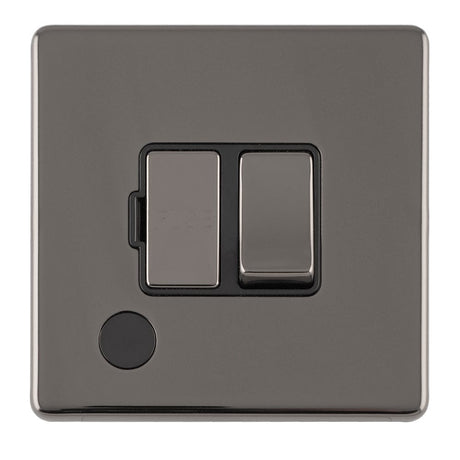 EuroLite Electrical Black Nickel / 13AMP SWITCHED FUSE SPUR WITH NEON FLAT CONCEALED BLACK NICKEL PLATE MATCHING ROCKER / (With Black Trim) Eurolite Concealed 3mm 13Amp Switched Fuse Spur With Neon - Black Nickel (With Black Trim)