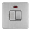 EuroLite Electrical Stainless Steel / 13AMP SWITCHED FUSE SPUR WITH NEON FLAT CONCEALED SATIN STAINLESS PLATE MATCHING ROCKER / (With Matching Trim) Eurolite Concealed 3mm 13Amp Switched Fuse Spur With Neon - Stainless Steel (With Matching Trim)