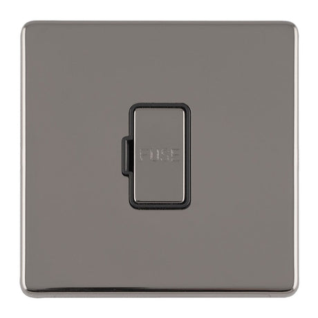 EuroLite Electrical Black Nickel / 13AMP UNSWITCHED FUSE SPUR FLAT CONCEALED BLACK NICKEL PLATE MATCHING ROCKER / (With Black Trim) Eurolite Concealed 3mm 13Amp Unswitched Fuse Spur - Black Nickel (With Black Trim)