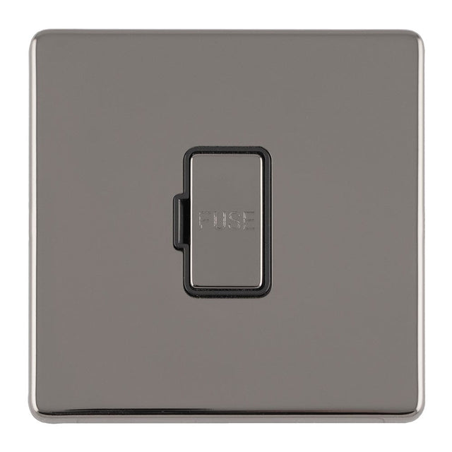 EuroLite Electrical Black Nickel / 13AMP UNSWITCHED FUSE SPUR FLAT CONCEALED BLACK NICKEL PLATE MATCHING ROCKER / (With Black Trim) Eurolite Concealed 3mm 13Amp Unswitched Fuse Spur - Black Nickel (With Black Trim)