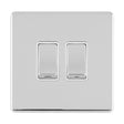 EuroLite Electrical Polished Chrome / 2 GANG 10AMP 2WAY SWITCH FLAT CONCEALED POLISHED CHROME PLATE MATCHING ROCKERS / (With White Trim) Eurolite Concealed 3mm 2 Gang 10Amp 2Way Switch - Polished Chrome (With White Trim)