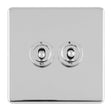 EuroLite Electrical Polished Chrome / 2 GANG 10AMP 2WAY TOGGLE SWITCH POLISHED CHROME PLATE / (With White Trim) Eurolite Concealed 3mm 2 Gang 10Amp 2Way Toggle Switch Polished Chrome Plate - Polished Chrome (With White Trim)