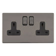 EuroLite Electrical Black Nickel / 2 GANG 13AMP DP SWITCHED SOCKET FLAT CONCEALED BLACK NICKEL PLATE MATCHING ROCKERS / (With Black Trim) Eurolite Concealed 3mm 2 Gang 13Amp Dp Switched Socket - Black Nickel (With Black Trim)