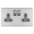 EuroLite Electrical Stainless Steel / 2 GANG 13AMP DP SWITCHED SOCKET FLAT CONCEALED SATIN STAINLESS PLATE MATCHING ROCKERS / (With Rockers Trim) Eurolite Concealed 3mm 2 Gang 13Amp Dp Switched Socket - Stainless Steel (With Rockers Trim)