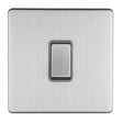 EuroLite Electrical Stainless Steel / 1 GANG 20AMP DP SWITCH FLAT CONCEALED SATIN STAINLESS PLATE MATCHING ROCKERS / (With Grey Trim) Eurolite Concealed 3mm 2 Gang 20Amp Dp Switch - Stainless Steel (With Grey Trim)
