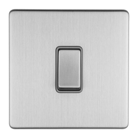 EuroLite Electrical Stainless Steel / 1 GANG 20AMP DP SWITCH FLAT CONCEALED SATIN STAINLESS PLATE MATCHING ROCKERS / (With Grey Trim) Eurolite Concealed 3mm 2 Gang 20Amp Dp Switch - Stainless Steel (With Grey Trim)