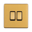 EuroLite Electrical Satin Brass / 2 Gang 2Way Switch / (With Black Trim) Eurolite Concealed 3mm 2 Gang 2Way Switch - Satin Brass