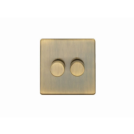 EuroLite Electrical Antique Brass / 2 Gang Dimmer / (With Black Trim) Eurolite Concealed 3mm 2 Gang Dimmer - Antique Brass (With Black Trim)