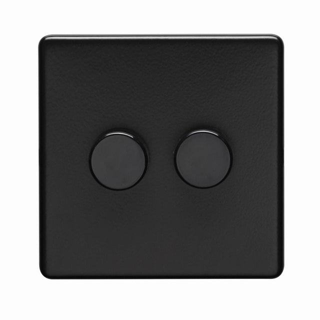 EuroLite Electrical Matt Black / 2 Gang Dimmer / (With Black Trim) Eurolite Concealed 3mm 2 Gang Dimmer - Matt Black (With Black Trim)