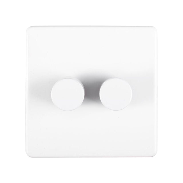EuroLite Electrical Matt White / 2 Gang Dimmer / (With White Trim) Eurolite Concealed 3mm 2 Gang Dimmer - White (With White Trim)