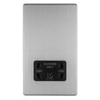 EuroLite Electrical Stainless Steel / 2 GANG SHAVER SOCKET 230/115V FLAT CONCEALED SATIN STAINLESS PLATE BLACK INTERIOR / (With Black Trim) Eurolite Concealed 3mm 2 Gang Shaver Socket 230/115V - Stainless Steel (With Black Trim)