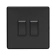 EuroLite Electrical Matt Black / 2 Gang Switch / (With Black Trim) Eurolite Concealed 3mm 2 Gang Switch - Matt Black (With Black Trim)