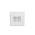 EuroLite Electrical Matt White / 2 Gang Switch / (With White Trim) Eurolite Concealed 3mm 2 Gang Switch - White (With White Trim)