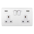 EuroLite Electrical Matt White / 2 Gang USB Socket / (With White Trim) Eurolite Concealed 3mm 2 Gang USB Socket - White (With White Trim)