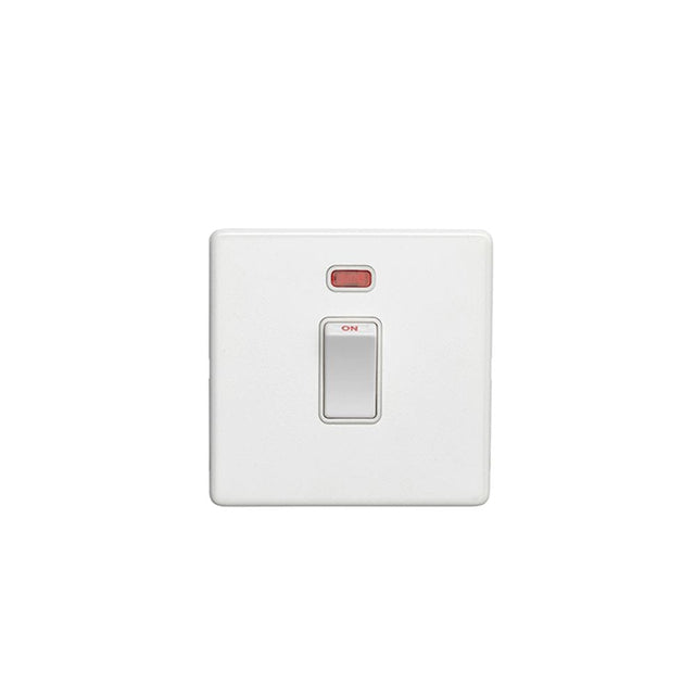 EuroLite Electrical Matt White / 20Amp Switch with Neon Indicator / (With White Trim) Eurolite Concealed 3mm 20Amp Switch with Neon Indicator - White (With White Trim)