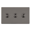 EuroLite Electrical Black Nickel / 3 GANG 10AMP 2WAY TOGGLE SWITCH BLACK NICKEL PLATE / (With Black Trim) Eurolite Concealed 3mm 3 Gang 10Amp 2Way Toggle Switch Black Nickel Plate - Black Nickel (With Black Trim)