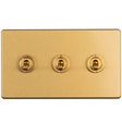EuroLite Electrical Satin Brass / 3 Gang 2 Way Toggle Switch / (With Black Trim) Eurolite Concealed 3mm 3 Gang 2 Way Toggle Switch - Satin Brass