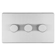 EuroLite Electrical Stainless Steel / 3 Gang Led Push On Off 2Way Dimmer Flat Concealed Satin Stainless Plate / (With Black Trim) Eurolite Concealed 3mm 3 Gang Led Push On Off 2Way Dimmer - Stainless Steel (With Black Trim)