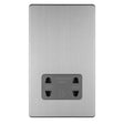 EuroLite Electrical Stainless Steel / 2 GANG SHAVER SOCKET 230/115V FLAT CONCEALED SATIN STAINLESS PLATE GREY INTERIOR / (With Black Trim) Eurolite Concealed 3mm 3 Gang Shaver Socket 230/115V - Stainless Steel (With Black Trim)