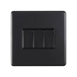 EuroLite Electrical Matt Black / 3 Gang Switch / (With Black Trim) Eurolite Concealed 3mm 3 Gang Switch - Matt Black (With Black Trim)