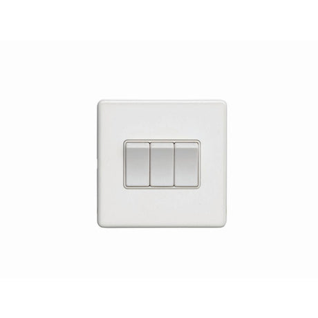 EuroLite Electrical Matt White / 3 Gang Switch / (With White Trim) Eurolite Concealed 3mm 3 Gang Switch - White (With White Trim)