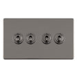 EuroLite Electrical Black Nickel / 4 GANG 10AMP 2WAY TOGGLE SWITCH BLACK NICKEL PLATE / (With Black Trim) Eurolite Concealed 3mm 4 Gang 10Amp 2Way Toggle Switch Black Nickel Plate - Black Nickel (With Black Trim)