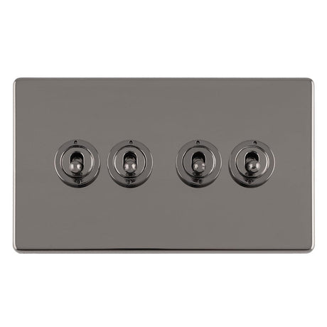 EuroLite Electrical Black Nickel / 4 GANG 10AMP 2WAY TOGGLE SWITCH BLACK NICKEL PLATE / (With Black Trim) Eurolite Concealed 3mm 4 Gang 10Amp 2Way Toggle Switch Black Nickel Plate - Black Nickel (With Black Trim)