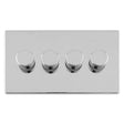 EuroLite Electrical Polished Chrome / 4 Gang Led Push On Off 2Way Dimmer Flat Concealed Polished Chrome Plate / (With White Trim) Eurolite Concealed 3mm 4 Gang Led Push On Off 2Way Dimmer - Polished Chrome (With White Trim)