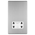 EuroLite Electrical Stainless Steel / 2 GANG SHAVER SOCKET 230/115V FLAT CONCEALED SATIN STAINLESS PLATE WHITE INTERIOR / (With Black Trim) Eurolite Concealed 3mm 4 Gang Shaver Socket 230/115V - Stainless Steel (With Black Trim)