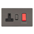 EuroLite Electrical Black Nickel / 45AMP DP COOKER SWITCH WITH 13AMP SOCKET FLAT CONCEALED BLACK NICKEL PLATE MATCHING ROCKER / (With Black Trim) Eurolite Concealed 3mm 45Amp Dp Cooker Switch With 13Amp Socket - Black Nickel (With Black Trim)