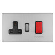 EuroLite Electrical Stainless Steel / 45AMP DP COOKER SWITCH WITH 13AMP SOCKET FLAT CONCEALED SATIN STAINLESS PLATE MATCHING ROCKER / (With Matching Trim) Eurolite Concealed 3mm 45Amp Dp Cooker Switch With 13Amp Socket - Stainless Steel (With Matching Trim)