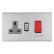EuroLite Electrical Stainless Steel / 45AMP DP COOKER SWITCH WITH 13AMP SOCKET FLAT CONCEALED SATIN STAINLESS PLATE MATCHING ROCKER / (With Matching Trim) Eurolite Concealed 3mm 45Amp Dp Cooker Switch With 13Amp Socket - Stainless Steel (With Matching Trim)