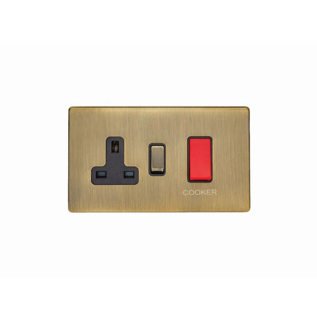EuroLite Electrical Antique Brass / 45Amp Switch with a socket / (With Black Trim) Eurolite Concealed 3mm 45Amp Switch with a socket - Antique Brass (With Black Trim)