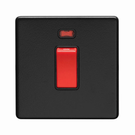 EuroLite Electrical Matt Black / 45Amp Switch with Neon Indicator / (With Black Trim) Eurolite Concealed 3mm 45Amp Switch with Neon Indicator - Matt Black (With Black Trim)