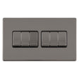 EuroLite Electrical Black Nickel / 6 GANG 10AMP 2WAY SWITCH FLAT CONCEALED BLACK NICKEL PLATE MATCHING ROCKERS / (With Black Trim) Eurolite Concealed 3mm 6 Gang 10Amp 2Way Switch - Black Nickel (With Black Trim)