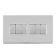 EuroLite Electrical Polished Chrome / 6 GANG 10AMP 2WAY SWITCH FLAT CONCEALED POLISHED CHROME PLATE MATCHING ROCKERS / (With White Trim) Eurolite Concealed 3mm 6 Gang 10Amp 2Way Switch - Polished Chrome (With White Trim)
