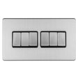 EuroLite Electrical Stainless Steel / 6 GANG 10AMP 2WAY SWITCH FLAT CONCEALED SATIN STAINLESS PLATE MATCHING ROCKERS / (With Matching Trim) Eurolite Concealed 3mm 6 Gang 10Amp 2Way Switch - Stainless Steel (With Matching Trim)