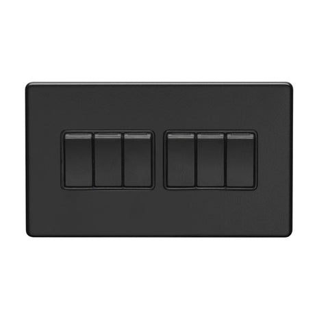 EuroLite Electrical Matt Black / 6 Gang Switch / (With Black Trim) Eurolite Concealed 3mm 6 Gang Switch - Matt Black (With Black Trim)