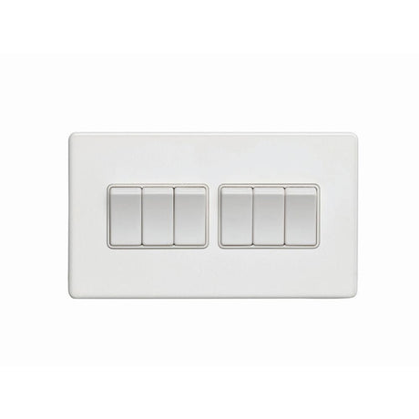 EuroLite Electrical Matt White / 6 Gang Switch / (With White Trim) Eurolite Concealed 3mm 6 Gang Switch - White (With White Trim)